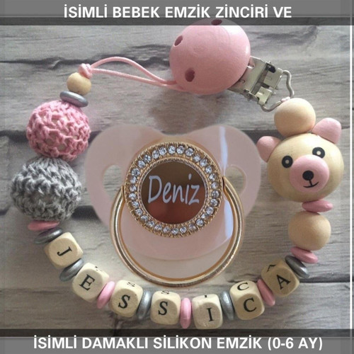 İsimli Emzik Zinciri Ve İsimli Silikon Emzik (0-6 Ay) Bezyı421