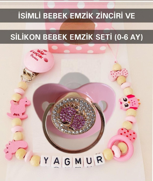 İsimli Emzik Zinciri Ve Silikon Emzik Seti Bezyı384