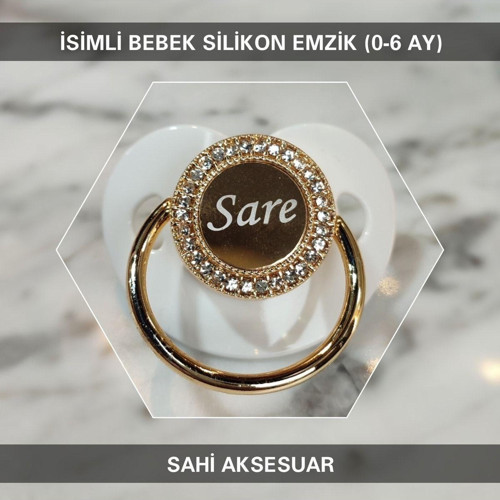 İsimli Zirkon Taşlı Silikon Bebek Emzik (0-6 AY) Ztse112