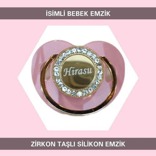 İsimli Zirkon Taşlı Silikon Bebek Emzik Ztse113