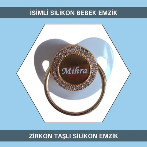 İsimli Zirkon Taşlı Silikon Erkek Bebek Emzik
