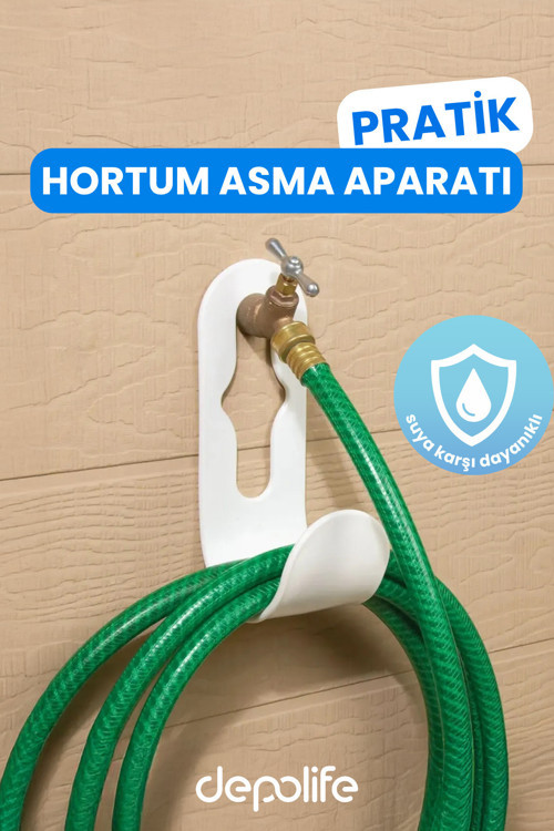 Hortum Asma Aparatı Hortum Dolama Sarma Hortum Askısı Musluk Üzeri Montajsız Yada Duvar Montajlı