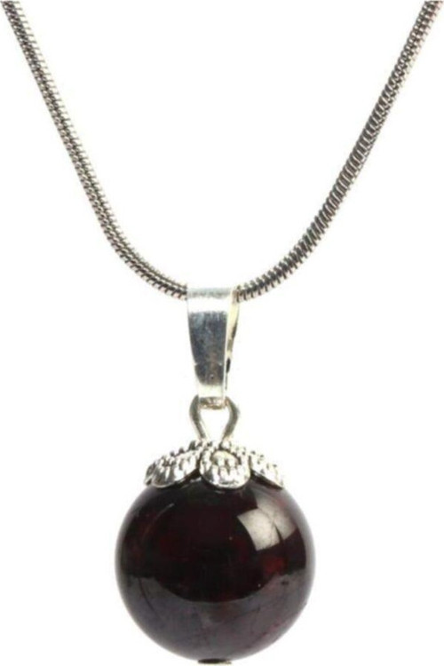 Doğal Granat (lal) Taşı Doğal Taş Kolye (zincir Dahil)