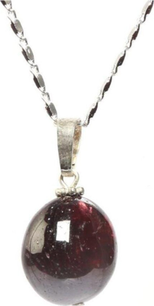 Doğal Granat (lal) Taşı Doğal Taş Kolye (zincir Dahil)