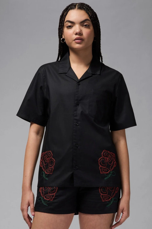 Jordan Oversize Short Sleeve Top Black Oversize Kadın Gömlek Siyah