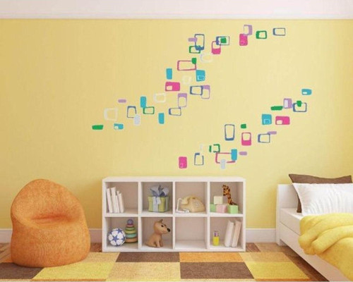 Duvar Süsü Sticker Renkli Kareli Pvc 33X48 Cm Xfg011
