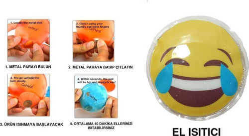 Gülen Emoji Şekilli Cep Sobası El Isıtıcı,Sıcak Su Torbası Pvc 9Cm