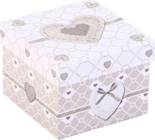 Kapaklı Saklama Kutusu,İtalyan Tasarım,Kalp Desenli 9X9X7Cm 560Ml