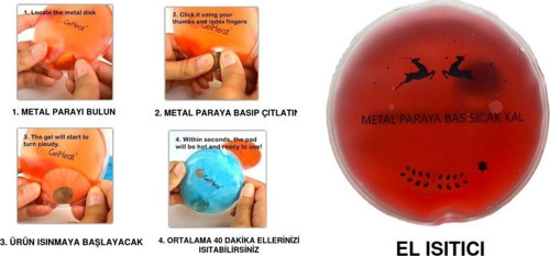 Kırmızı Ceylan Cep Sobası,El Isıtıcı,Sıcak Su Torbası Pvc 9Cm