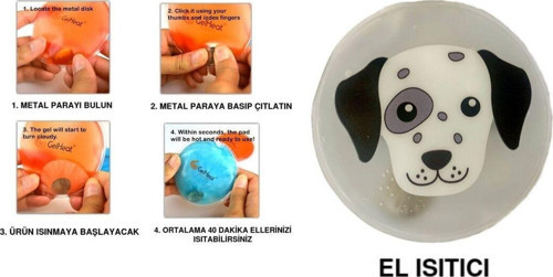 Köpekli Cep Sobası,El Isıtıcı,Sıcak Su Torbası Pvc 9Cm
