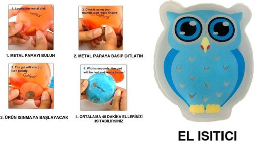 Mavi Baykuş Cep Sobası,El Isıtıcı,Sıcak Su Torbası Pvc 9Cm