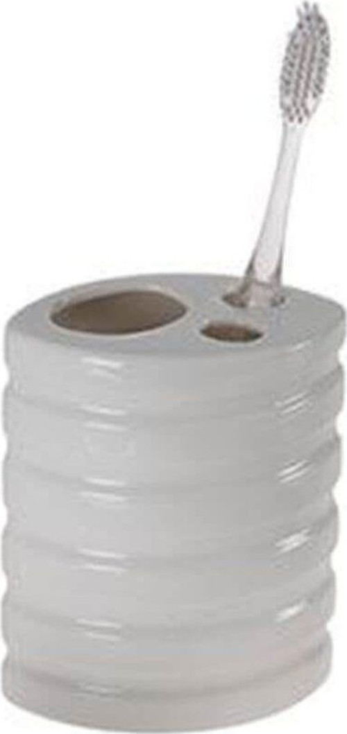 Seramik Diş Fırçalık Oval Çizgili Model 9X6X11Cm