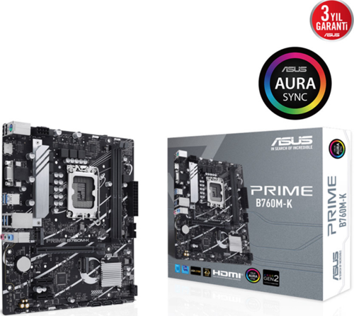PRIME B760M-K, 2xDDR5, 2x M.2, D-SUB, HDMI, 12-13.Nesil, LGA1700 Soket, Anakart