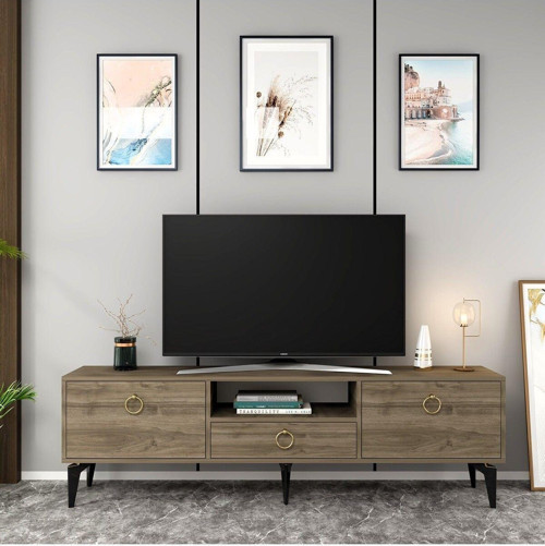 Droop Tv Ünitesi 2 Kapaklı Raflı Ve Çekmeceli Ceviz - Ceviz