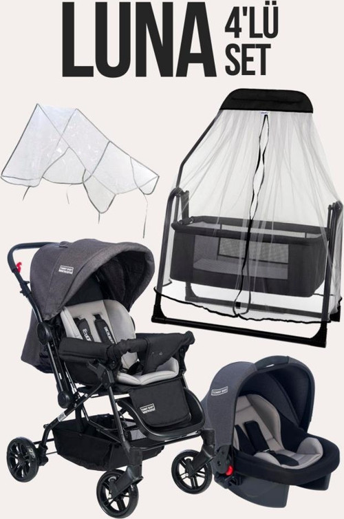 Luna 4'Lü Set Bebek Arabası Puset Beşik Bebek Arası Yağmurluğu