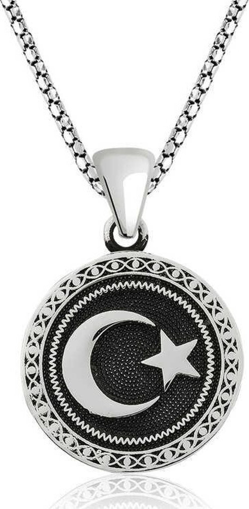 925 Ayar Gümüş Ay Yıldız Gümüş Kolye