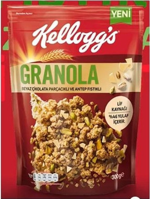 Kellogg's Granola Beyaz Çikolatalı Antep Fıstıklı 300 Gr. (6'lı)