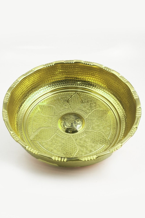 El İşlemeli Banyo Bakır Hamam Tası Gold