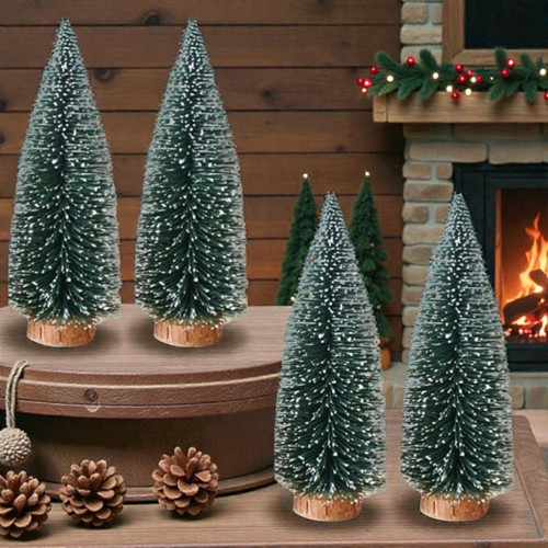 4 ADET MİNİ KARLI YILBAŞI AĞACI 12 CM MİNİ KARLI NOEL AĞACI 12X6 CM NOEL AĞACI YILBAŞI DEKOR AĞAÇ