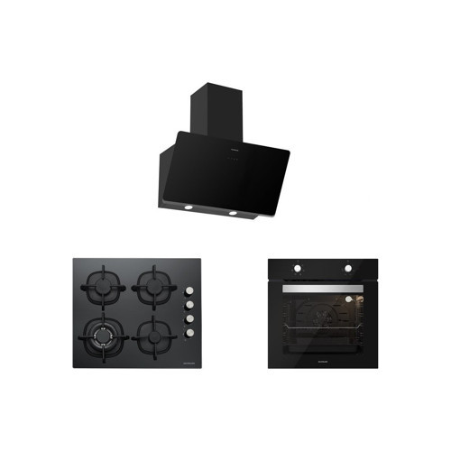 BO6501B01 - CS5429B01 - 3457 Soho 60 Siyah Cam Ankastre Set