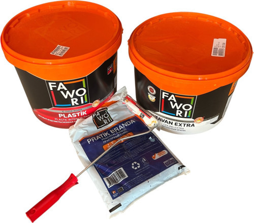 Boya Seti Plastik Iç Cephe Duvar Boyası 20kg 17.5lt Tavan Boyası Branda Mini Rulo Kum Beji