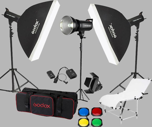 SK400 3'lü Paraflaş Set + Çekim Masası 1x2m