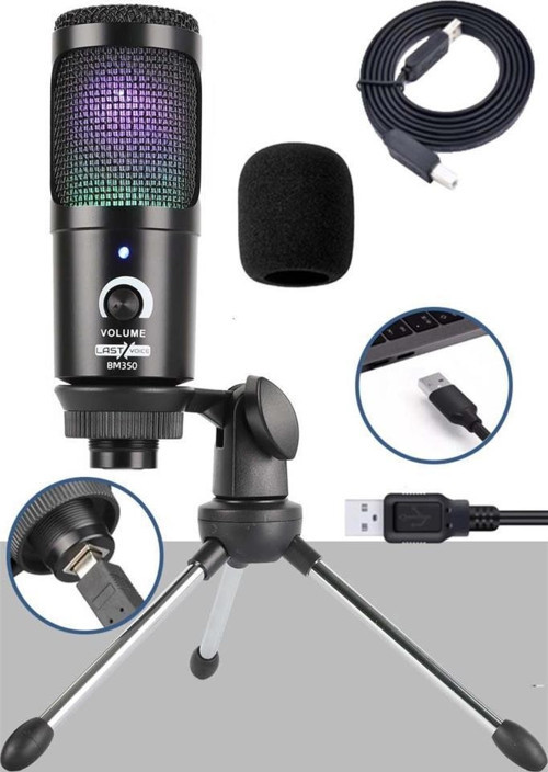 BM350 RGB USB Oyuncu ve Yayıncı Mikrofonu (Kayıt Gaming Tiktok Twitch Canlı yayın Discord Youtube)