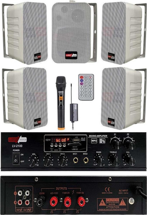 Large Plus Paket-4 Hoparlör ve Amfi Anons Ses Sistemi Seti