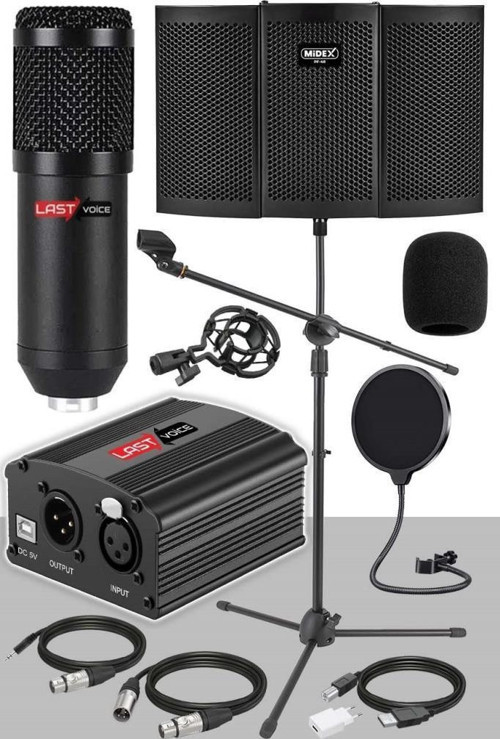 Pack Set-2 BM800 Mikrofon + Stand + Yalıtım Paneli + Filtre + Phantom Power