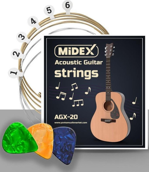 AGX-20 Akustik Gitar Teli Takımı ve Pena Seti