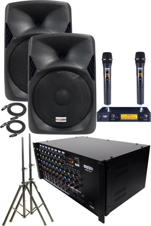 School Paket-1 Okul Tören Ses Sistemi Full Set (Hoparlör Amfi Mikrofon Stand)