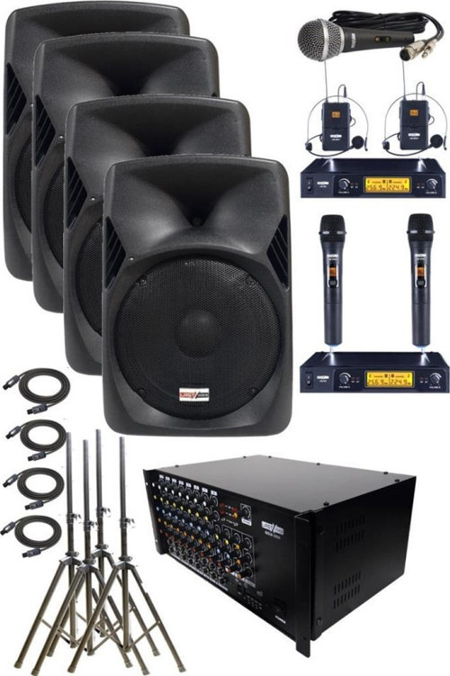 School Paket-4 Okul Tören Ses Sistemi Full Set (Hoparlör Amfi Mikrofon Stand)