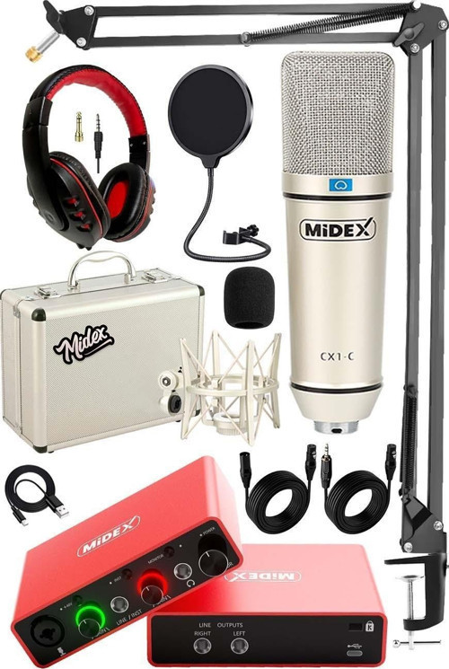 Special Paket-2 Stüdyo Ekipmanları GLX-700RD Ses Kartı CX1 Mikrofon Kulaklık Stand