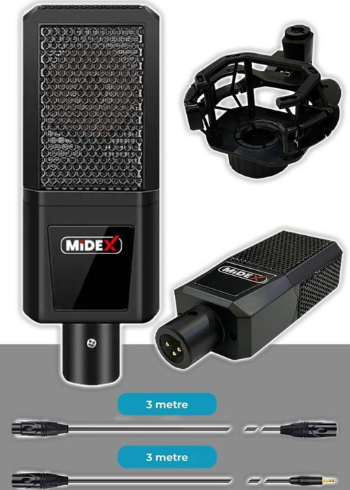 Special Paket-3 Stüdyo Ekipmanları Ses Kartı Condenser Mikrofon Kulaklık Stand Full Set