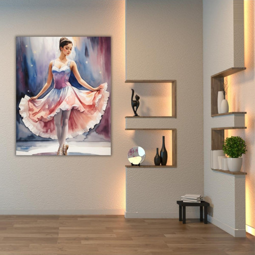 Renkli Baskılı Sayılarla Boyama Hobi Seti (Çerçeveli) 40X50 Cm: Balerin
