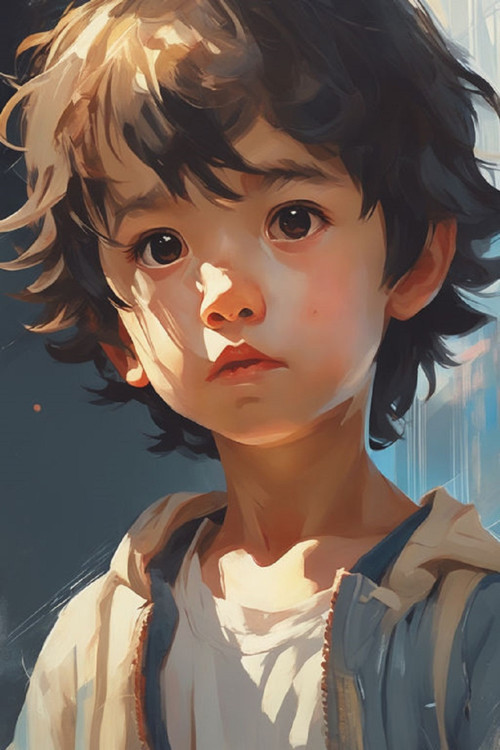 Renkli Baskılı Sayılarla Boyama Hobi Seti (Çerçeveli) 40X50 Cm: Masum Çocuk 2