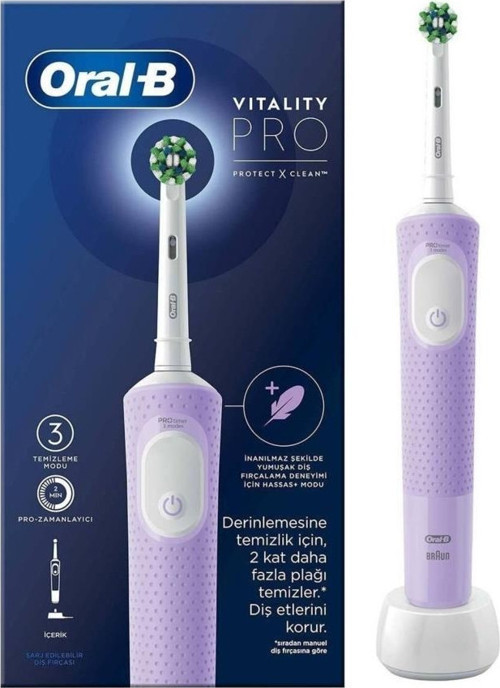 D103 Vitality Pro Cross Action Şarjlı Diş Fırçası - Lila