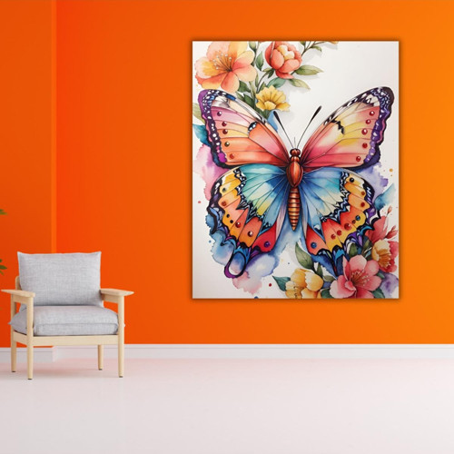 Renkli Baskılı Sayılarla Boyama Hobi Seti (Çerçeveli) 50X65 Cm:Renkli Kelebek