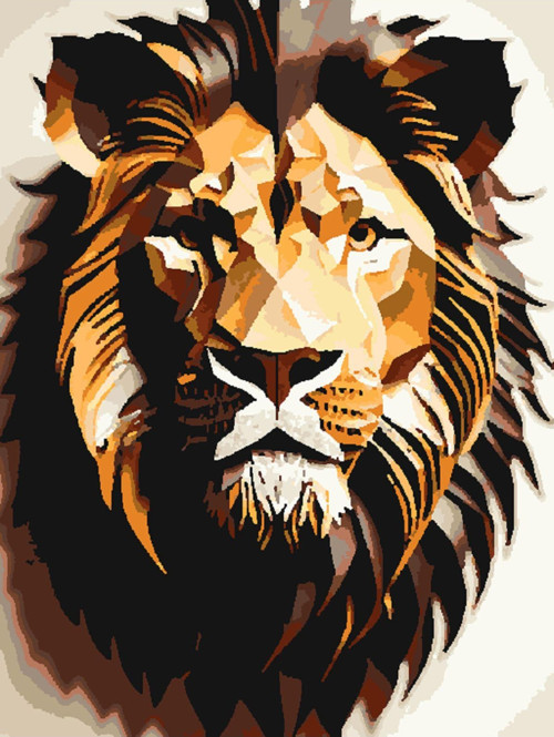 Renkli Baskılı Sayılarla Boyama Hobi Seti (Çerçeveli) 60X75 Cm: Lider Aslan