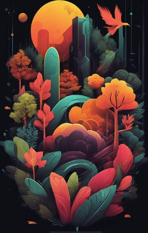 Renkli Baskılı Sayılarla Boyama Hobi Seti (Çerçeveli) 60X75 Cm: Soyut Resim 16