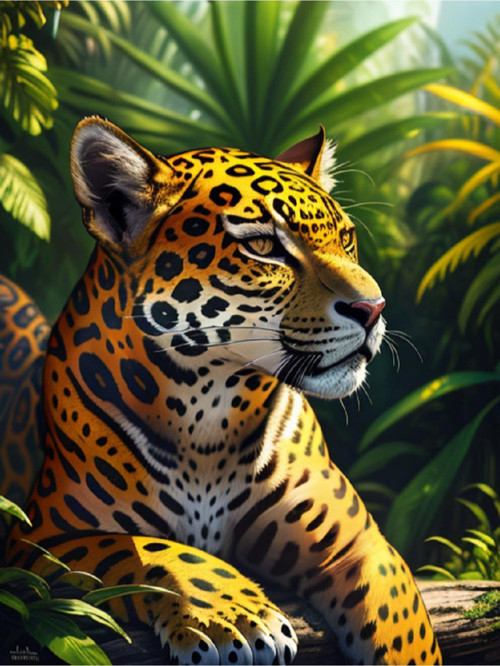 Renkli Baskılı Sayılarla Boyama Hobi Seti (Çerçeveli) 40X50 Cm: Jaguar