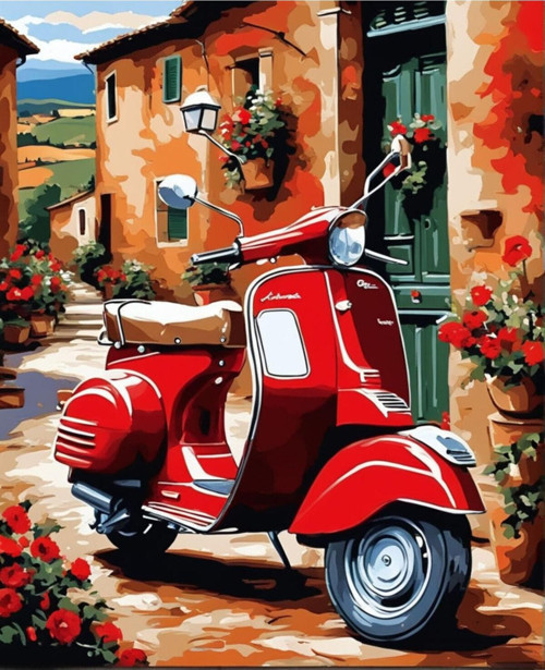 Renkli Baskılı Sayılarla Boyama Hobi Seti (Çerçeveli) 40X50 Cm: Sarı Araba