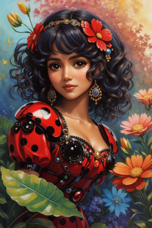 Renkli Baskılı Sayılarla Boyama Hobi Seti (Çerçeveli) 60X75 Cm: Çiçekli Kız