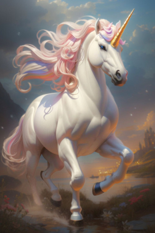 Renkli Baskılı Sayılarla Boyama Hobi Seti (Çerçeveli) 60X75 Cm: Unicorn