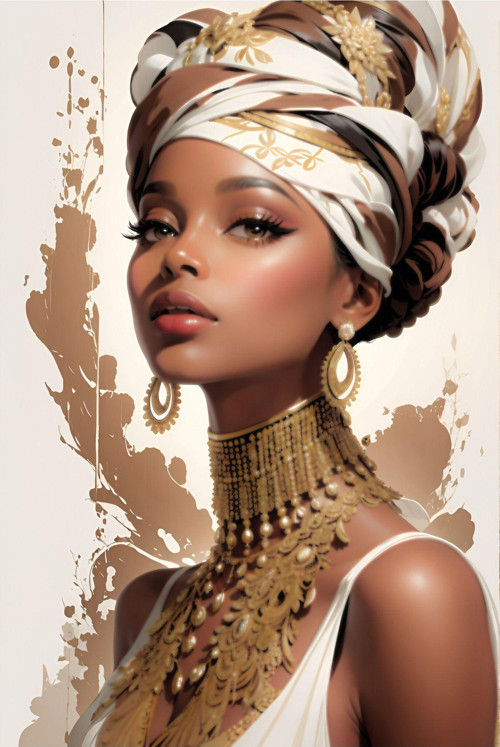 Renkli Baskılı Sayılarla Boyama Hobi Seti (Çerçeveli-Büyük Boy) 80X100 Cm: Afrika Güzeli 9