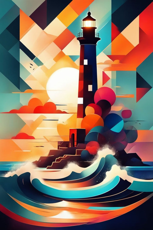 Renkli Baskılı Sayılarla Boyama Hobi Seti (Çerçeveli-Büyük Boy) 80X100 Cm: Deniz Feneri 4