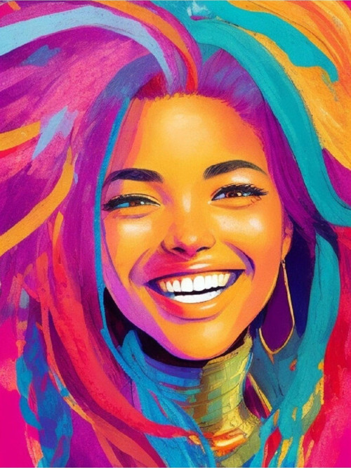 Renkli Baskılı Sayılarla Boyama Hobi Seti (Çerçeveli-Büyük Boy) 80X100 Cm: Renkli Gülüş