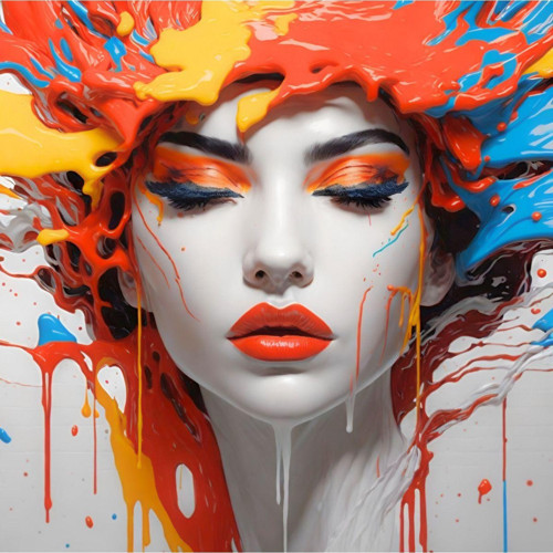 Renkli Baskılı Sayılarla Boyama Hobi Seti (Çerçeveli-Büyük Boy) 80X100 Cm: Renkli Kadın 4