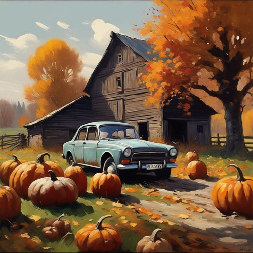 Renkli Baskılı Sayılarla Boyama Hobi Seti (Çerçeveli-Büyük Boy) 80X100 Cm: Sonbaharın Rengi 2