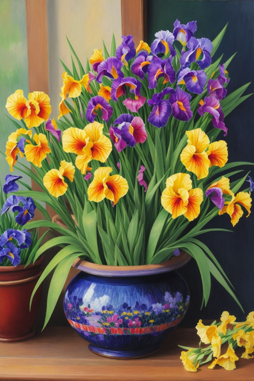 Renkli Baskılı Sayılarla Boyama Hobi Seti (Çerçeveli-Büyük Boy) 80X100 Cm: Vazadaki Çiçekler